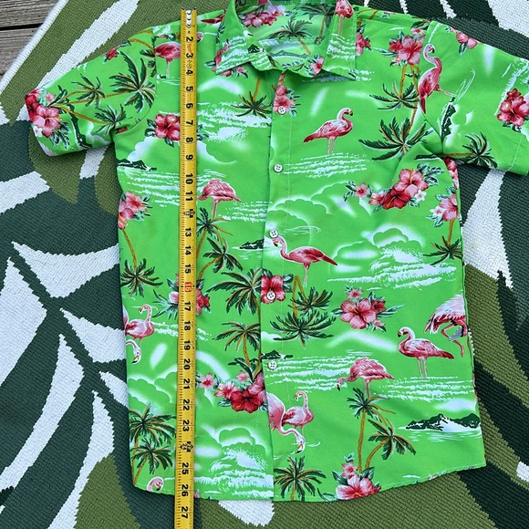Boys Size Large Flamingo Tropical Print button down shirt - Picture 4 of 4